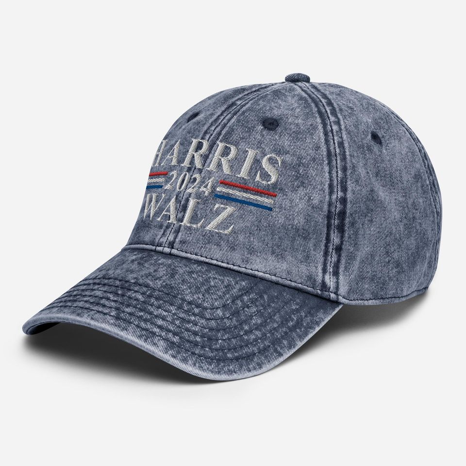 Kamala Harris Tim Walz Vintage Cotton Twill Cap, Tim Walz VP 2024 Twill Cap 4