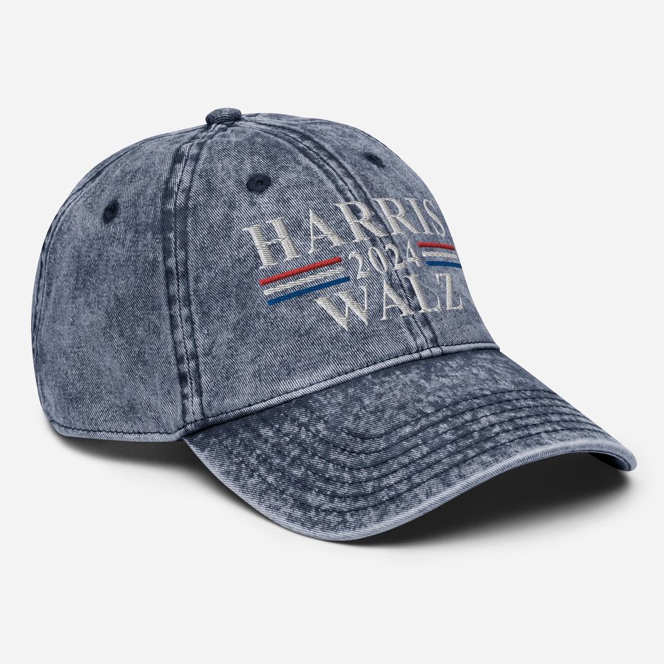 Kamala Harris Tim Walz Vintage Cotton Twill Cap, Tim Walz VP 2024 Twill Cap 4