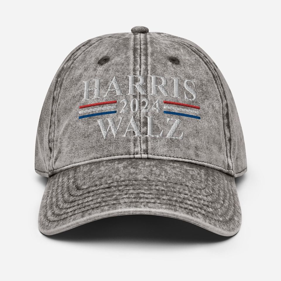 Kamala Harris Tim Walz Vintage Cotton Twill Cap, Tim Walz VP 2024 Twill Cap 4