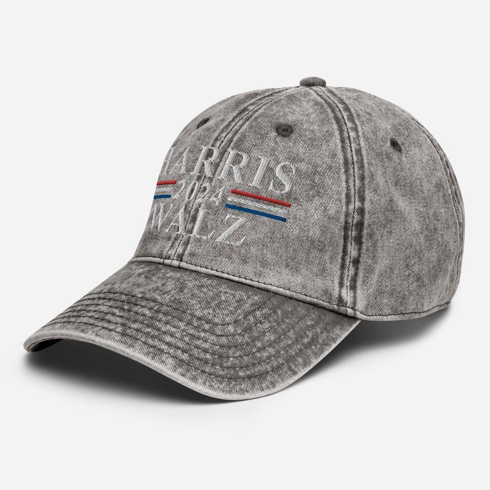 Kamala Harris Tim Walz Vintage Cotton Twill Cap, Tim Walz VP 2024 Twill Cap 4