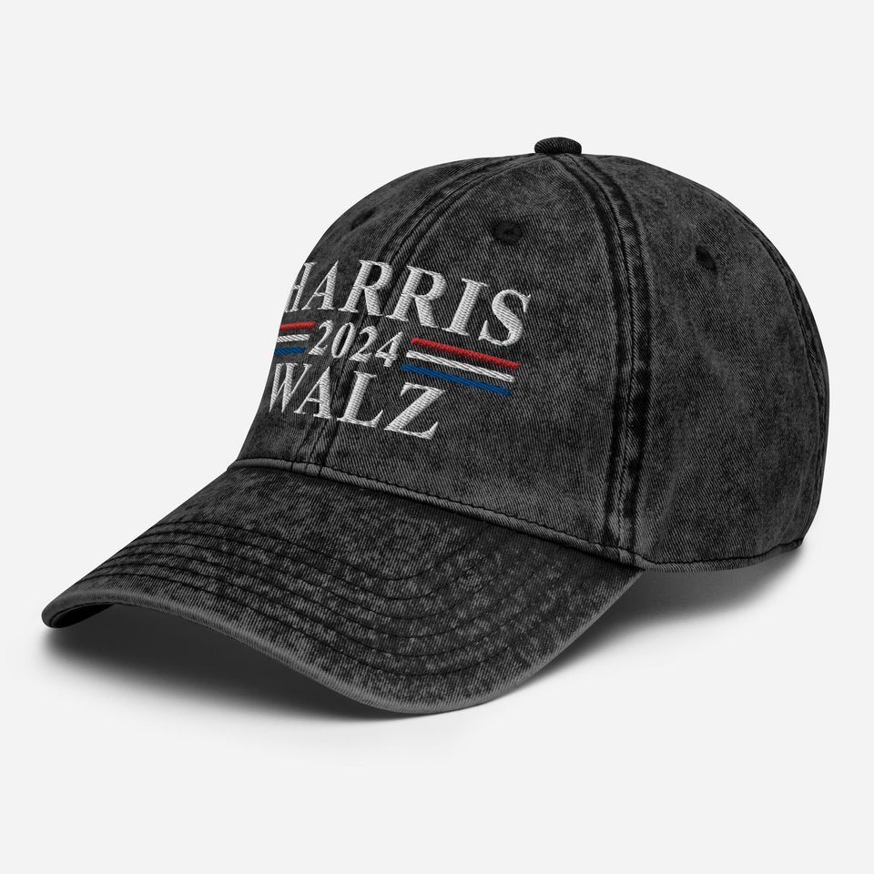 Kamala Harris Tim Walz Vintage Cotton Twill Cap, Tim Walz VP 2024 Twill Cap 4