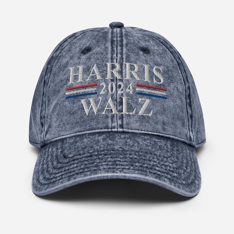 Kamala Harris Tim Walz Vintage Cotton Twill Cap, Tim Walz VP 2024 Twill Cap 4