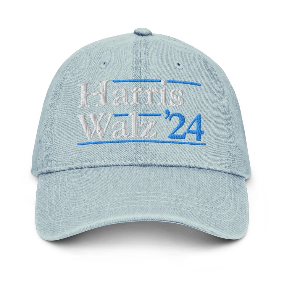 Kamala Harris Tim Walz Hat (Embroidered Denim Cap) Harris Walz 2024