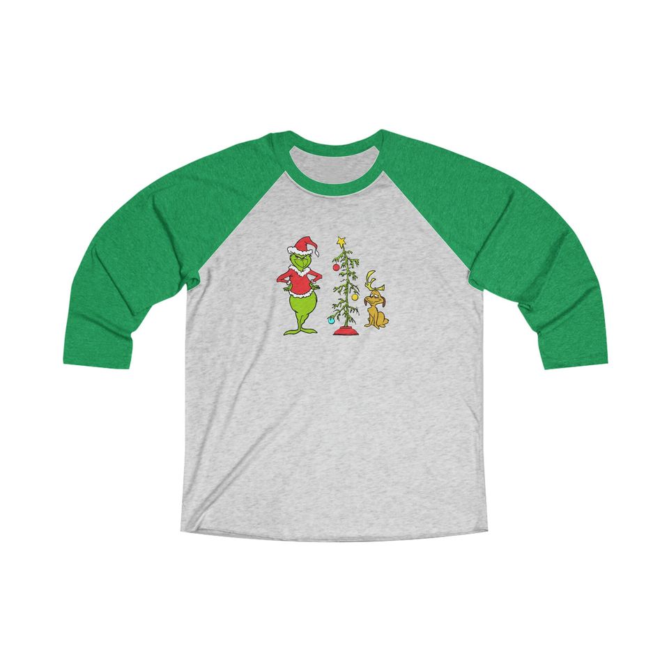 The funny character and Max Christmas(Tree) Unisex 3\4 Sleeve Baseball Tee
