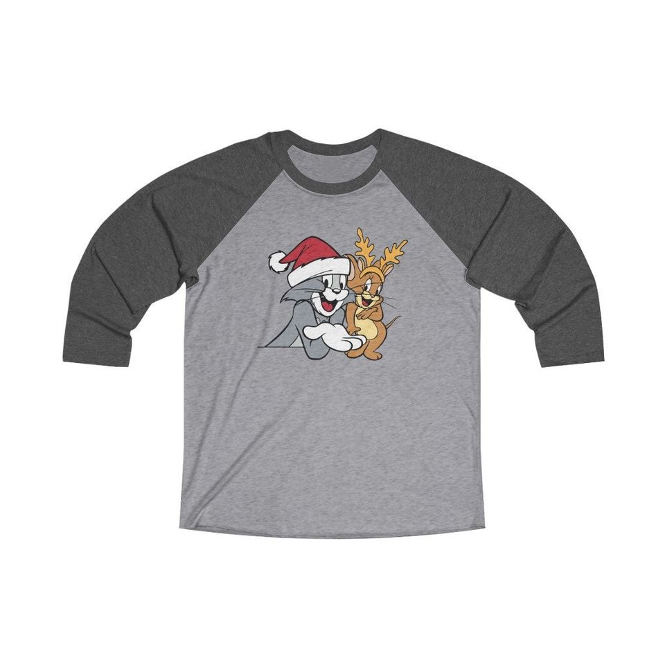 Tom and Jerry Christmas Unisex 3\4 Sleeve Baseball Tee