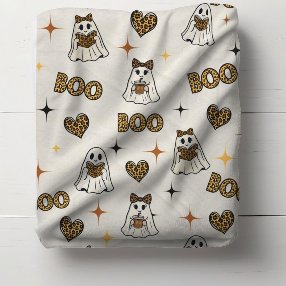 Cheetah Print Ghost Blanket: Halloween Fall Throw, Bookish Decor