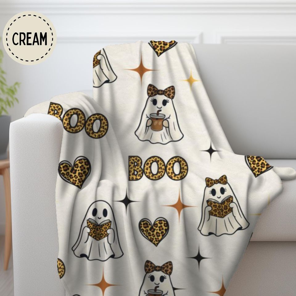 Cheetah Print Ghost Blanket: Halloween Fall Throw, Bookish Decor