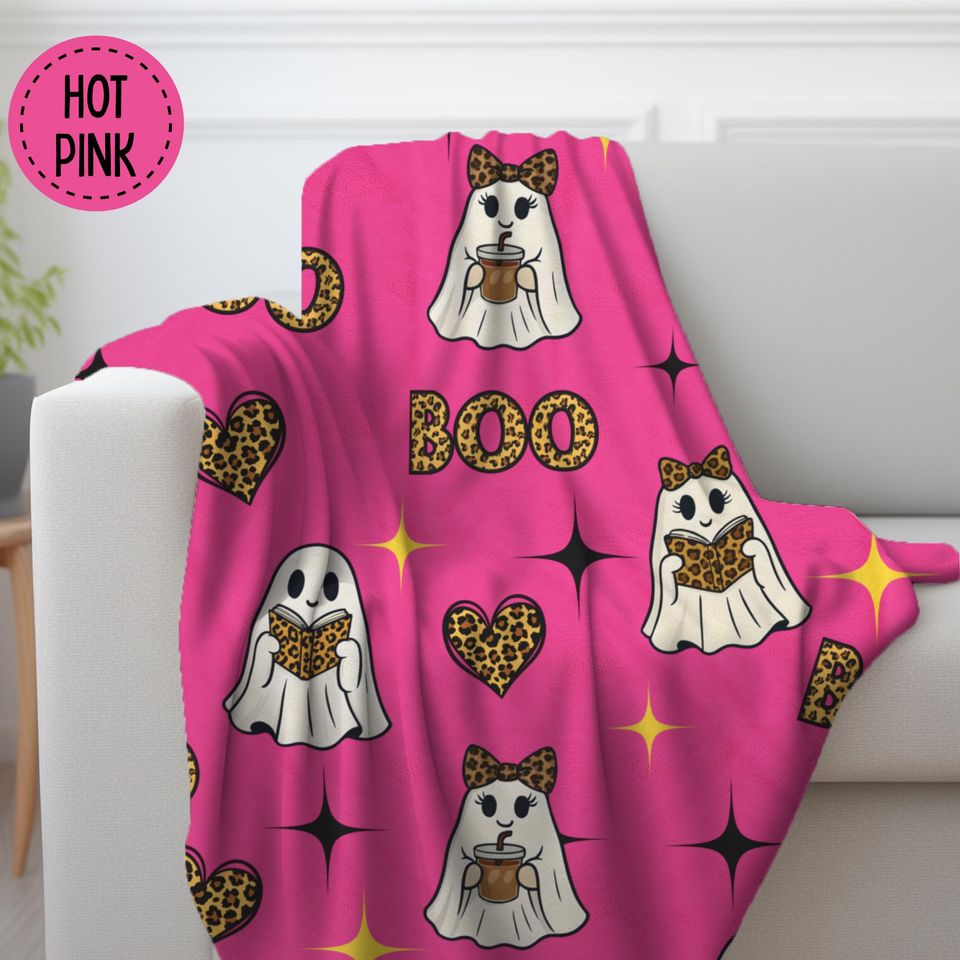 Cheetah Print Ghost Blanket: Halloween Fall Throw, Bookish Decor