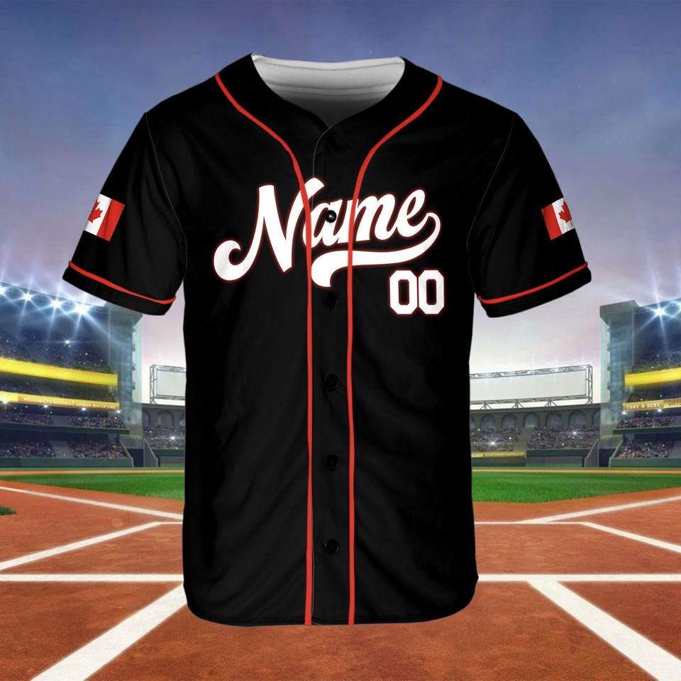 Canada Baseball Fan Game Day Outfit, Custom Canada Flag Shirt, Custom Name And Number Baseball Jersey, Baseball Jersey Men