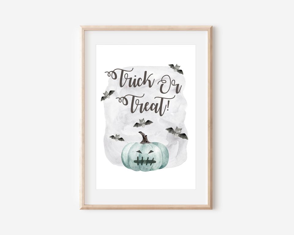 Halloween Poster, Pumpkin Print, Trick or Treat, Fall Wall Art, Halloween Pumpkin