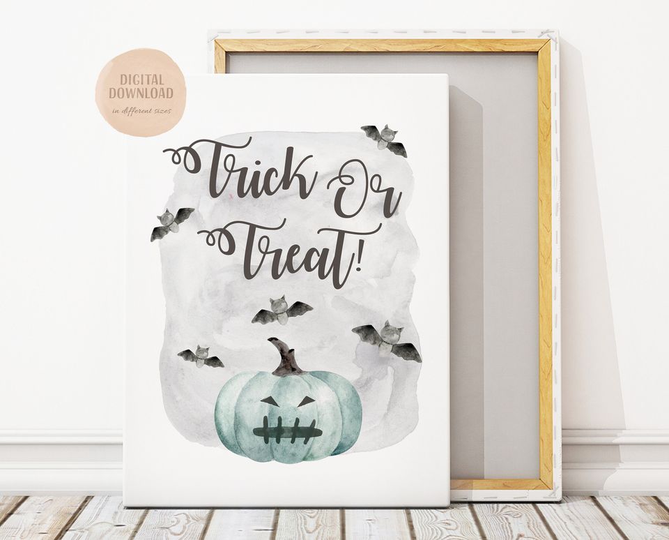 Halloween Poster, Pumpkin Print, Trick or Treat, Fall Wall Art, Halloween Pumpkin