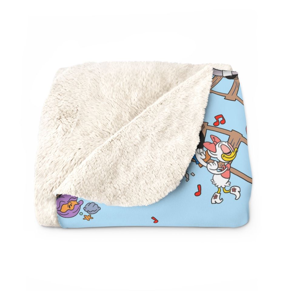 Disney Runaway Railway Inspired Sherpa Fleece Blanket Throw Hand Drawn Art Gift