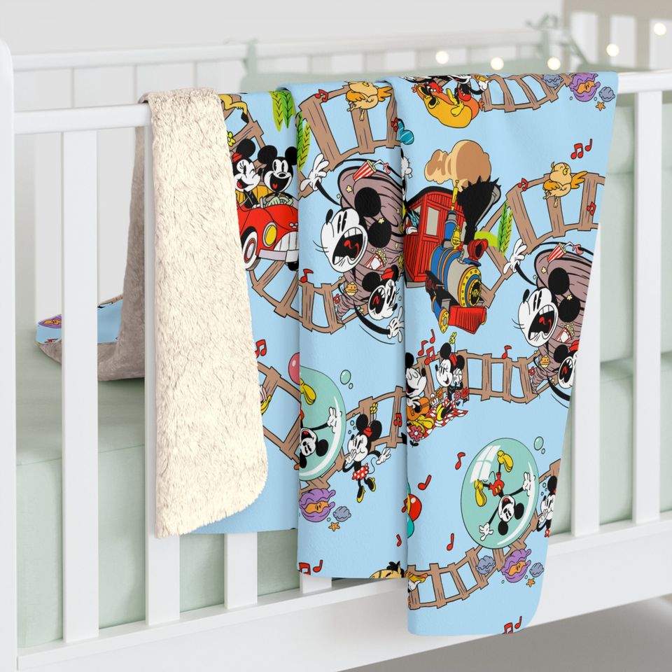 Disney Runaway Railway Inspired Sherpa Fleece Blanket Throw Hand Drawn Art Gift