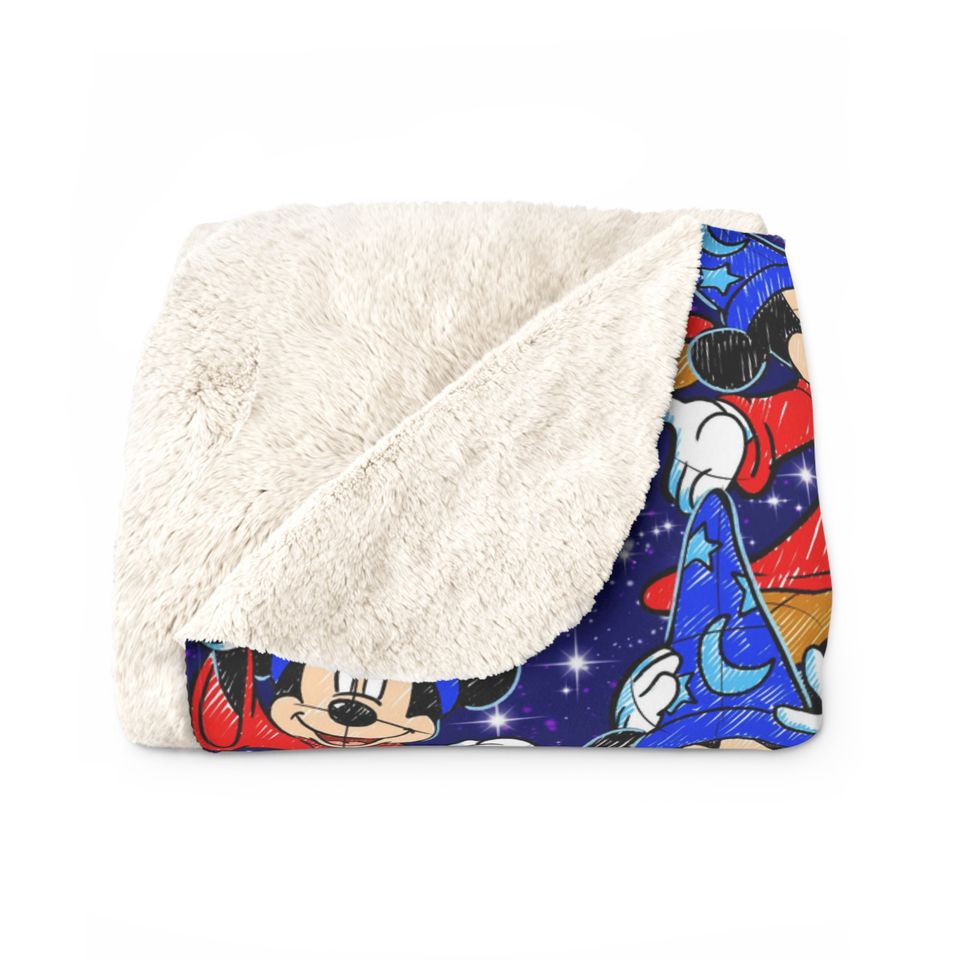 Disney Sorcerer Mickey Mouse Inspired Sherpa Fleece Blanket