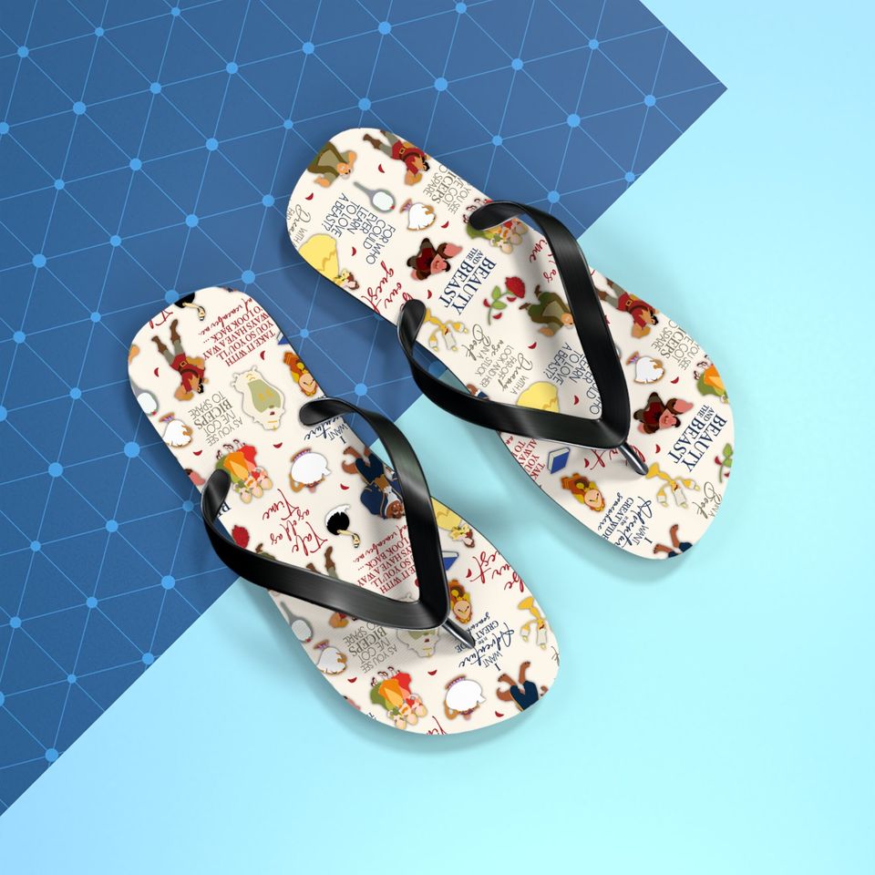 Disney Beauty and the Beast Inspired Summer Flip Flops Shoes