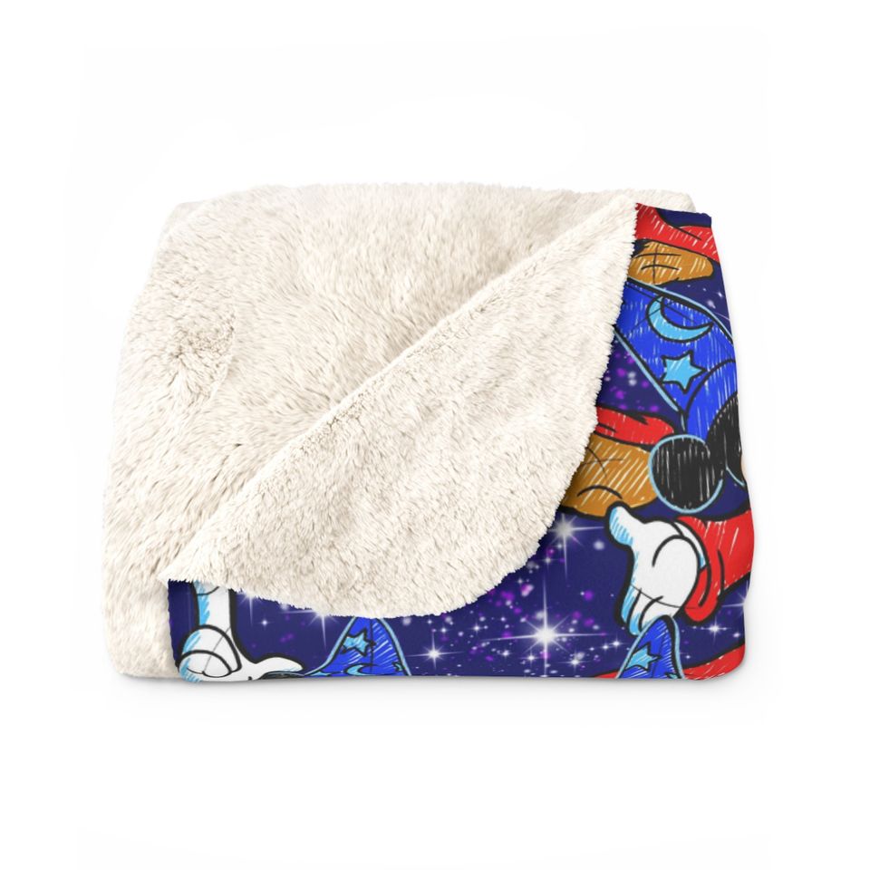 Disney Sorcerer Mickey Mouse Inspired Sherpa Fleece Blanket
