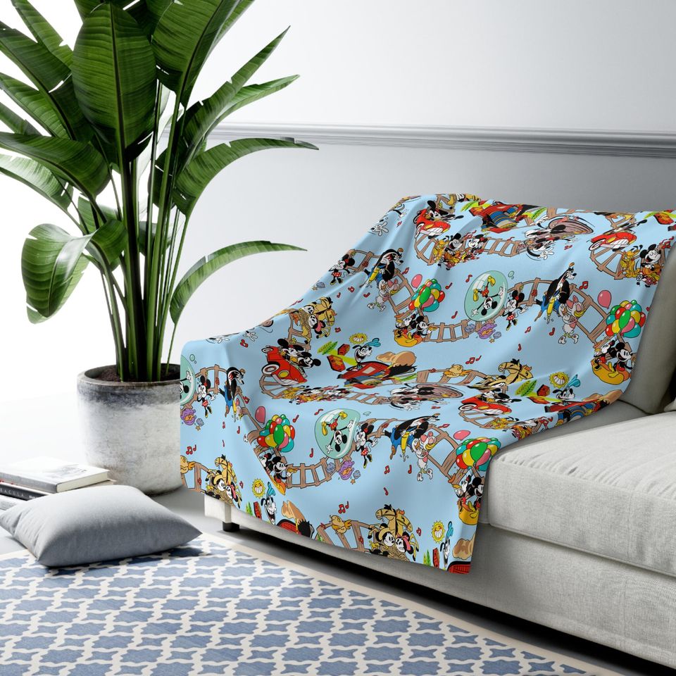 Disney Runaway Railway Inspired Sherpa Fleece Blanket Throw Hand Drawn Art Gift