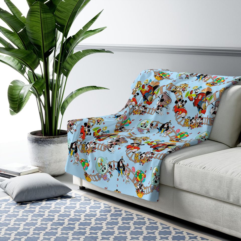 Disney Runaway Railway Inspired Sherpa Fleece Blanket Throw Hand Drawn Art Gift
