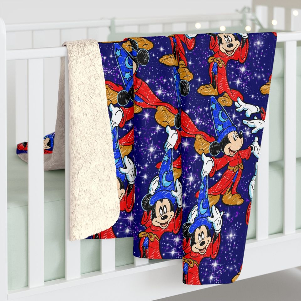 Disney Sorcerer Mickey Mouse Inspired Sherpa Fleece Blanket