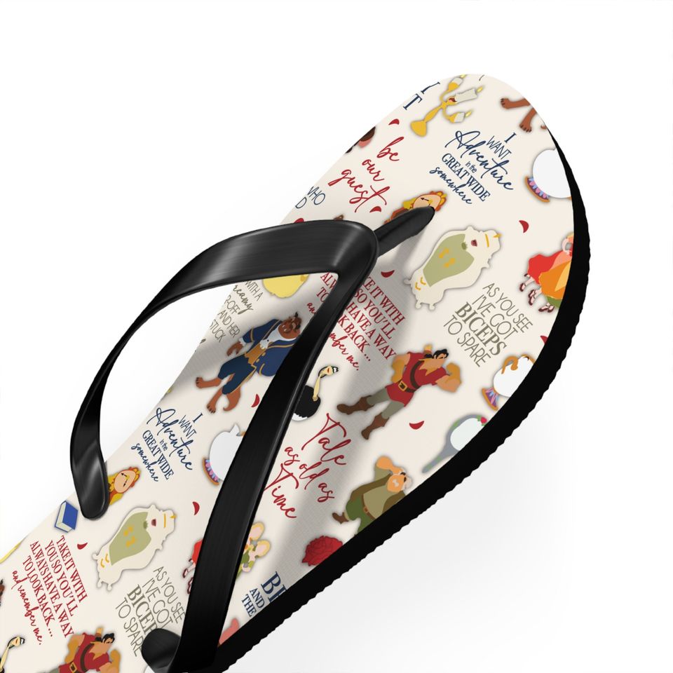 Disney Beauty and the Beast Inspired Summer Flip Flops Shoes