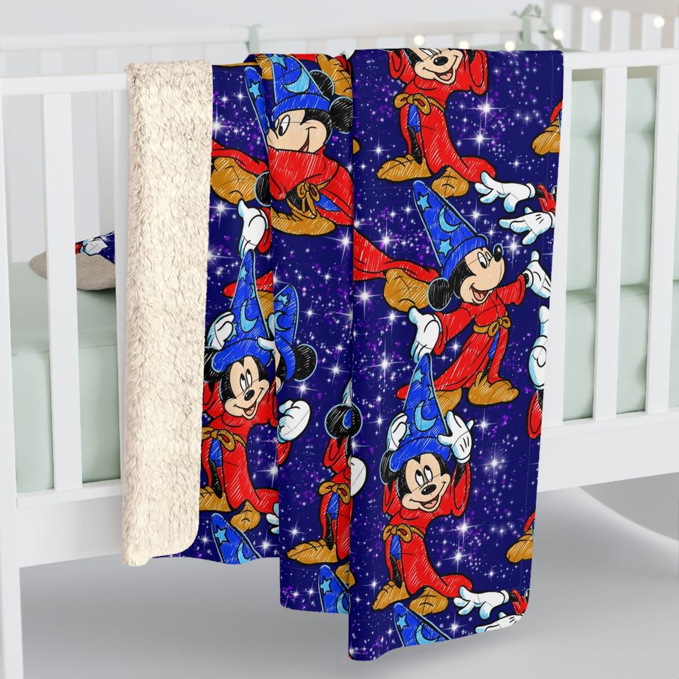 Disney Sorcerer Mickey Mouse Inspired Sherpa Fleece Blanket