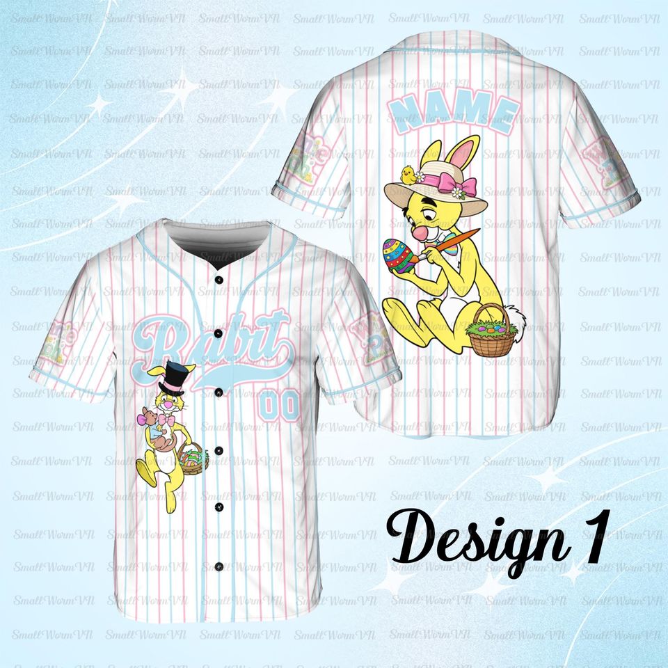 Personalized Rabbit Easter Jersey, Winnie The Pooh Rabbit Jersey, Rabbit Easter Bunny Character Shirt, Disney Happy Easter Day Jersey