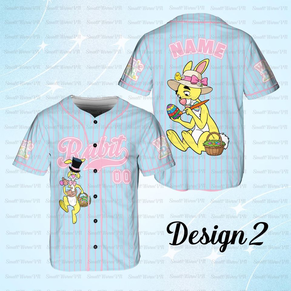 Personalized Rabbit Easter Jersey, Winnie The Pooh Rabbit Jersey, Rabbit Easter Bunny Character Shirt, Disney Happy Easter Day Jersey