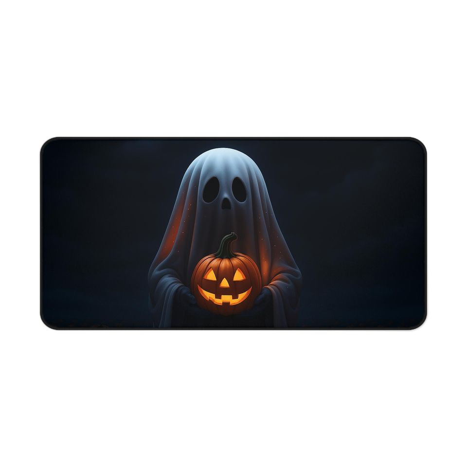Spooky Ghost Jack-o'-Lantern Mouse Pad: Halloween Desk Mat