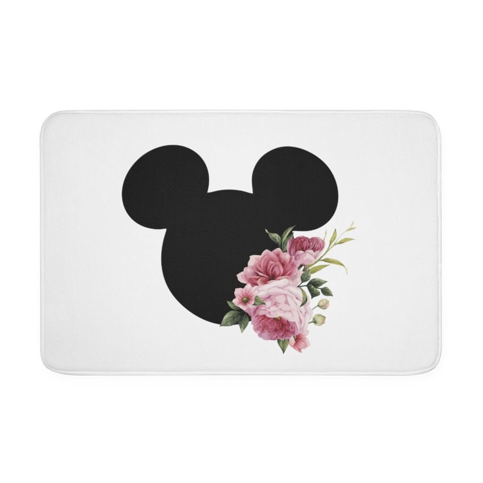 Memory Foam Bath Mat / Mickey Spring Flowers / Disney Inspired Home Decor