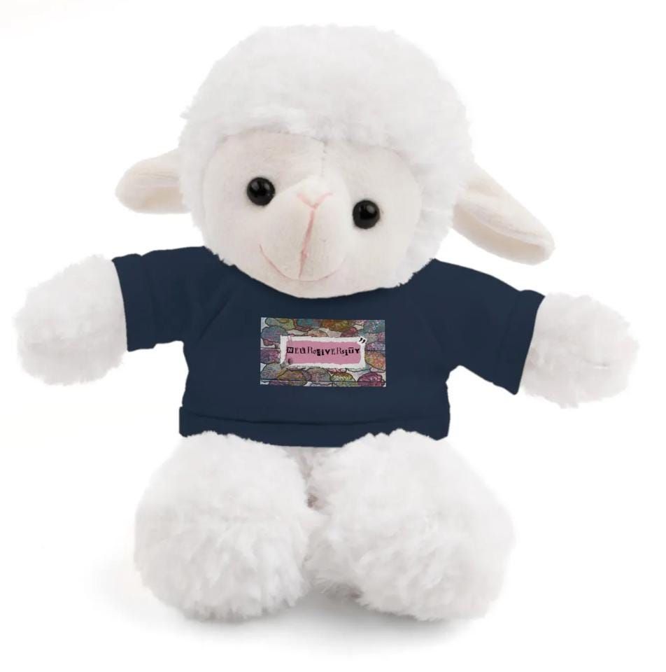 A multi-item listing with neurodiverse stuffed animals with tee
