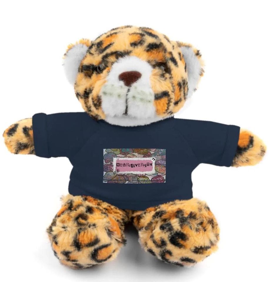 A multi-item listing with neurodiverse stuffed animals with tee