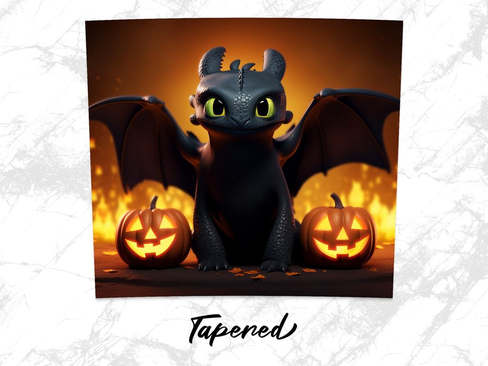 Toothless Halloween Tumbler Wrap Bundle 20 oz Skinny Sublimation Toothless
