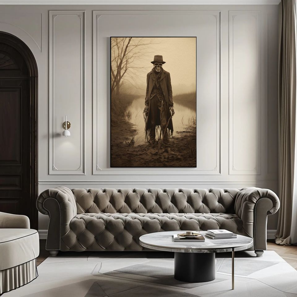 Zombie Skeleton Wall Art, Marsh Vintage Photography Gothic Wall Decor