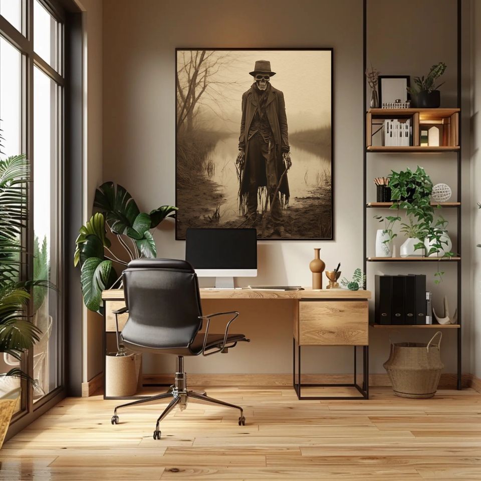 Zombie Skeleton Wall Art, Marsh Vintage Photography Gothic Wall Decor