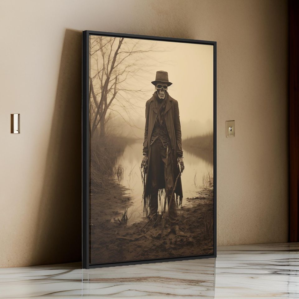 Zombie Skeleton Wall Art, Marsh Vintage Photography Gothic Wall Decor