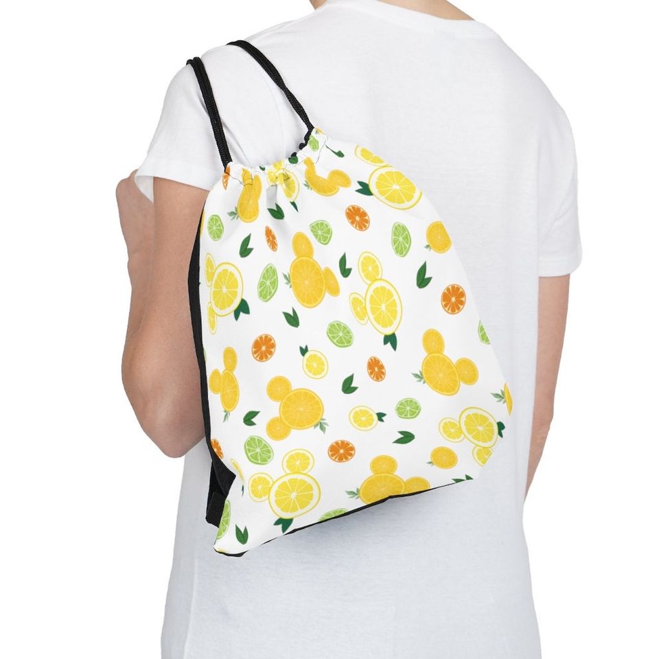 Hidden Mickey Citrus Drawstring Bag, Disney Accessory