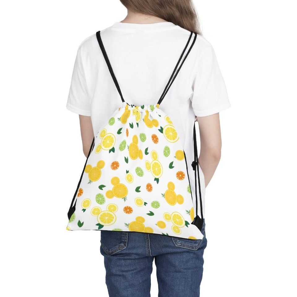 Hidden Mickey Citrus Drawstring Bag, Disney Accessory