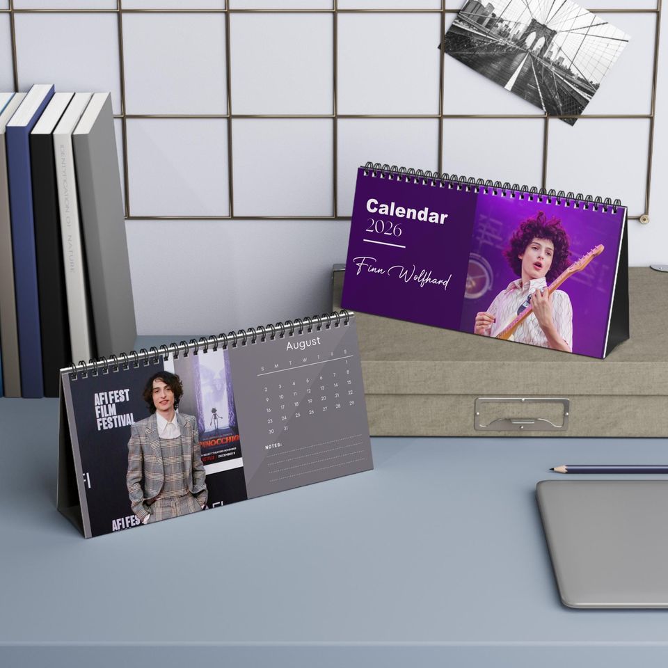 Finn Wolfhard 2026 Desk Calendar | Stranger Things Star | Celebrity Fan Gift | Cool Actor Desk Dcor | Collectible Photo Calendar