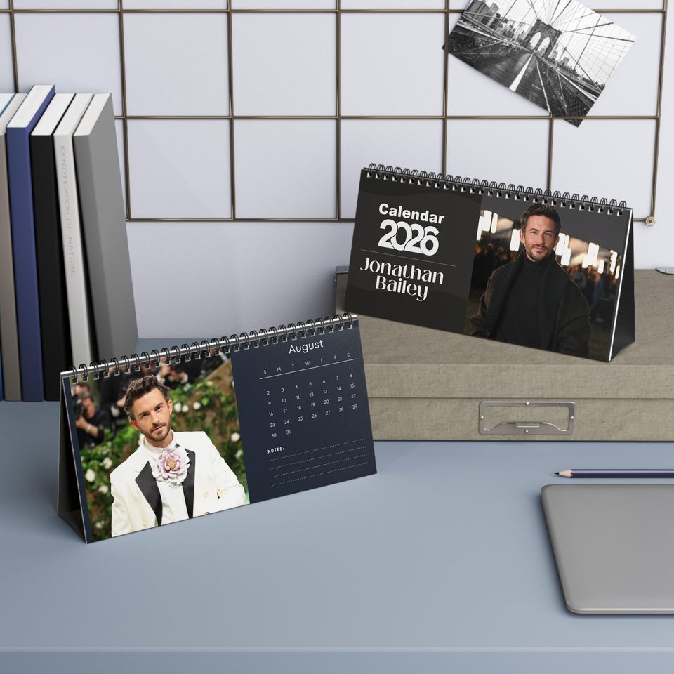 Jonathan Bailey 2026 Desk Calendar | Premium Spiral Bound Celebrity Photo Calendar | Collectible Fan Gift | Stylish Desk & Office Dcor