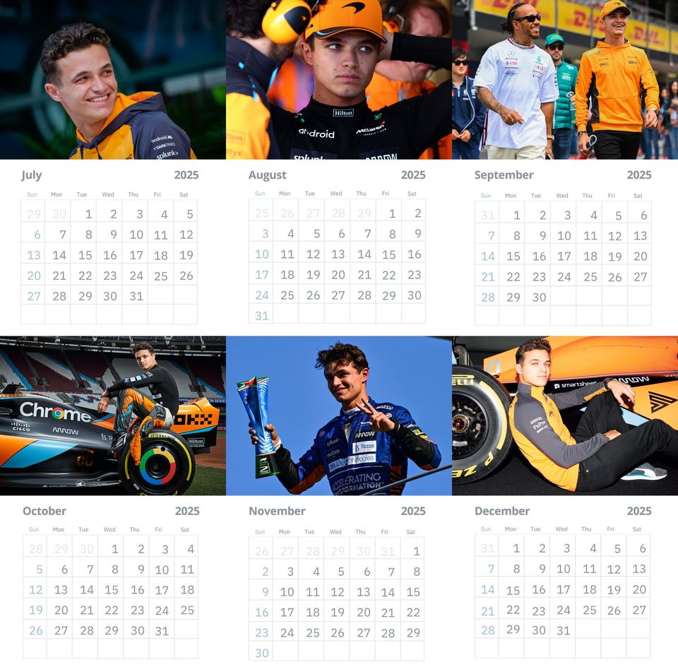 Lando Norris Wall Calendars 2025