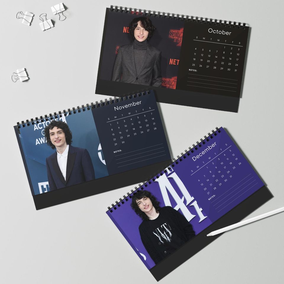 Finn Wolfhard 2026 Desk Calendar | Stranger Things Star | Celebrity Fan Gift | Cool Actor Desk Dcor | Collectible Photo Calendar