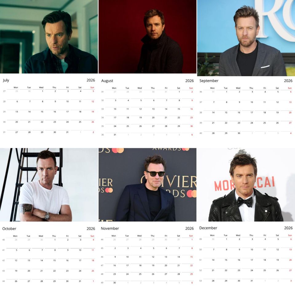 Ewan McGregor 2026 Calendar: Exclusive Celebrity Art Prints