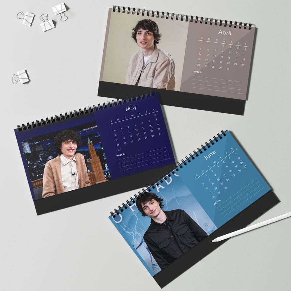 Finn Wolfhard 2026 Desk Calendar | Stranger Things Star | Celebrity Fan Gift | Cool Actor Desk Dcor | Collectible Photo Calendar