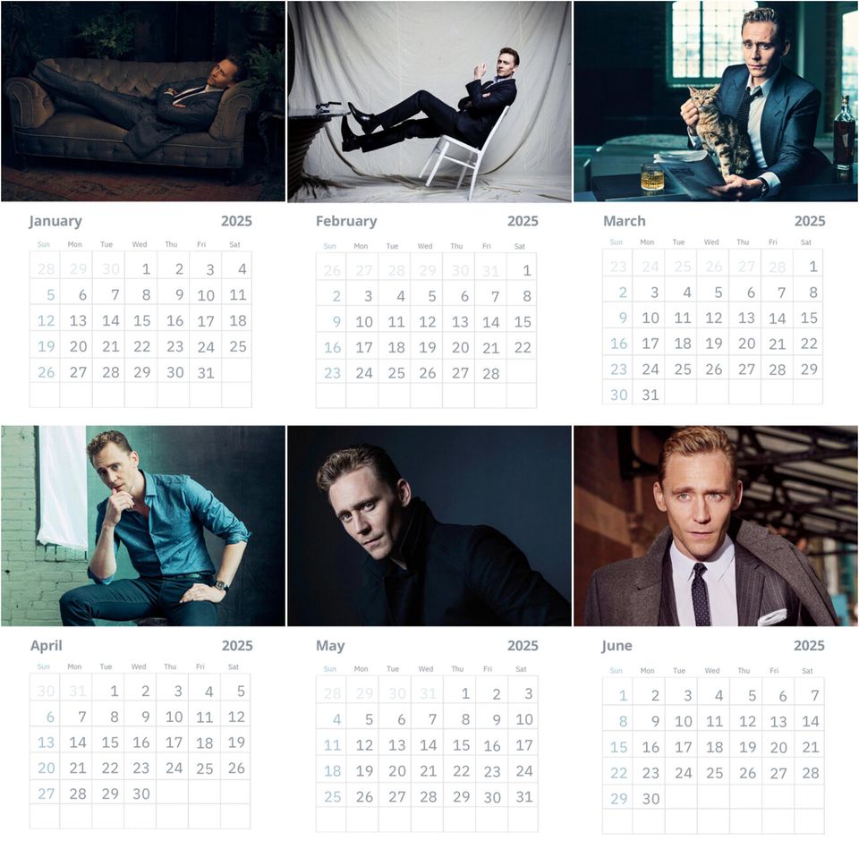 Tom Hiddleston Wall Calendar 2025