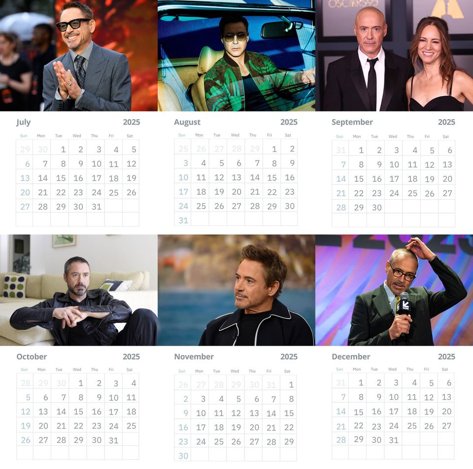 Robert Downey JR Wall Calendars 2025 Vol 2