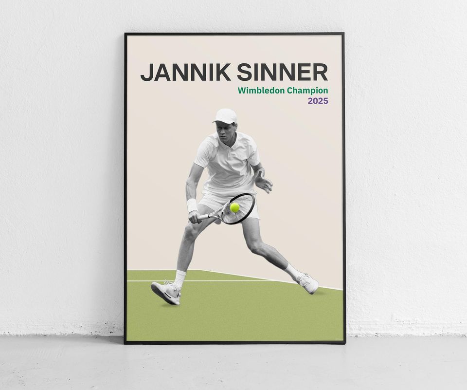 Sinner Wimbledon Premium Matte Vertical Poster | Jannik Sinner Tennis Art