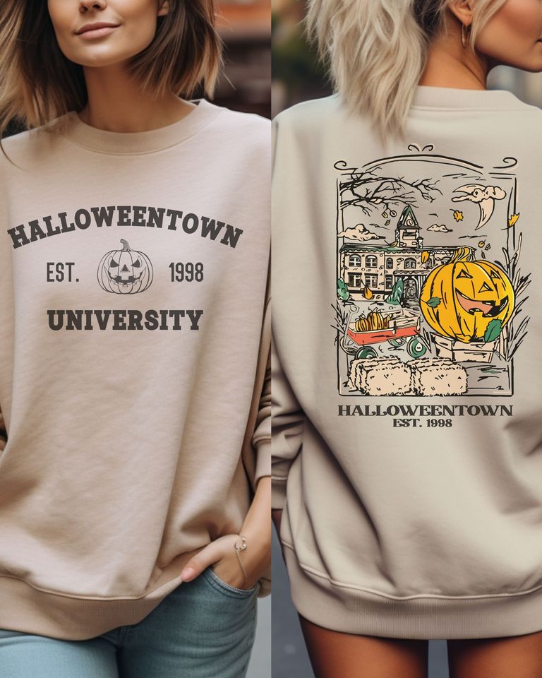 Vintage Halloweentown University Est 1998 Front and Back Sweatshirt