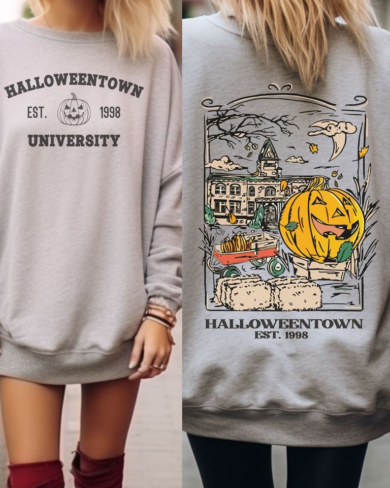Vintage Halloweentown University Est 1998 Front and Back Sweatshirt