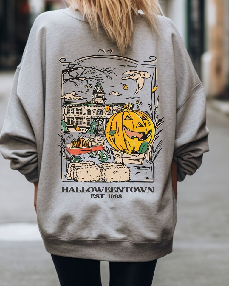 Vintage Halloweentown University Est 1998 Front and Back Sweatshirt