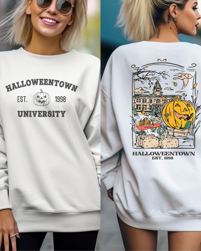 Vintage Halloweentown University Est 1998 Front and Back Sweatshirt